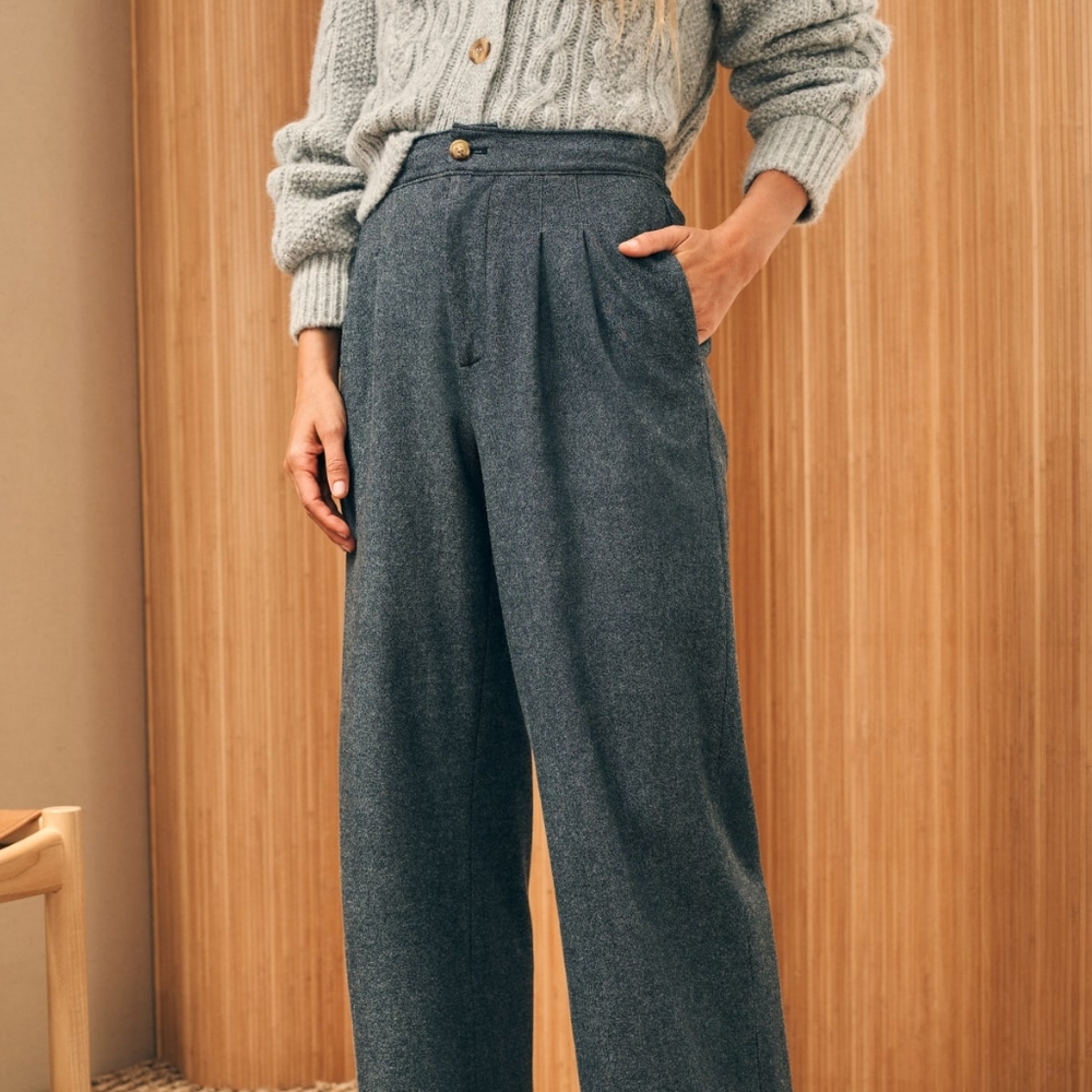 Faherty Dream Flannel Pleated Trousers sz 6 Grey NWOT